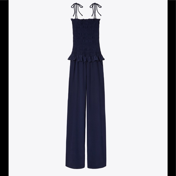 tory burch smocked jumpsuit